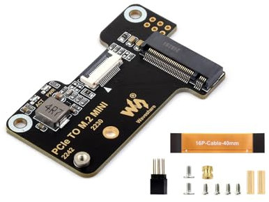 PCIe vers M.2 NVMe Hat Adaptateur pour Raspberry Pi 5, Supporte Protocole NVMe M.2 Solid State Drive 2230/2242, Gen2 et Gen3 Modes, Supporte Démarrage du PI5 Depuis Le S-S-D