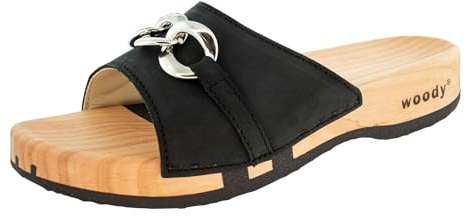 woody Damen Lina Clog Pantolette, Nero, 42 EU