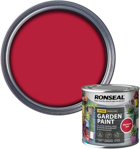 AOC24 Garden Fence Paint 250ml – Multi-Surface Exterior Paint for Wood, Brick, Metal, Stone & Terracotta – Waterproof, Resists Fading, Matt Finish for Sheds, Fences, Garden Furniture Moroccan Red