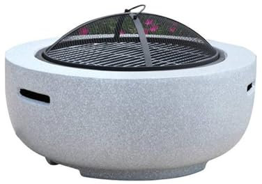 GMBAYUE Tragbare Feuerstelle Outdoor, Feuerschale Ca. ø 61cm, Feuerschalen für den Garten, Terrasse & Camping, Grillgrill mit Stabiler Basis in Betonoptik, Sichere Stahlschale