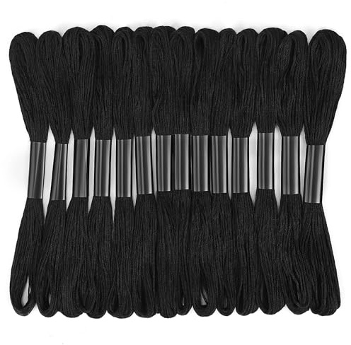 14 matasse di filo da ricamo nero: filo da ricamo da 100 metri per braccialetti dell'amicizia, punto croce, filo di cotone per la realizzazione di braccialetti fai da te