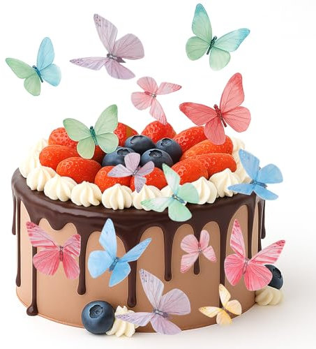 72 Stück Essbare Schmetterlinge für Torte, Esspapier Tortendeko Bunt, Reispapier Tortendeko Schmetterling für Hochzeit, Geburtstag, Taufe