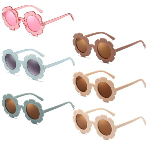 Satiskid Kinder Sonnenbrillen, Mode Blumen und Herzchen Polarisierte Sonnenbrille, UV-Schutz, für Kleinkinder, Mädchen, Jungen, Party Geschenk Outdoor Strand
