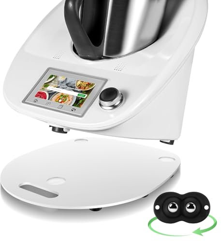 Charmofun Gleitbrett für Thermomix TM6 TM5, Slider Brett für Thermomix TM6 mit Rollen und Handgriff, Gleiter müheloses Verschieben Rollbrett aus Acryl (Weiß)