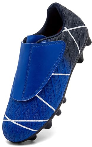VTASQ Chaussures de Football Garçon Fille Chaussure de Foot Spike Crampons Adolescents Athlétisme Professionnel Entrainement Chaussures de Sport pour Extérieur Noir Bleu EU37