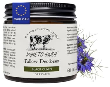 Beyond Functional Food Beef Tallow Deodorant Black Cumin – Natur Talg Deo Balsam mit Schwarzkümmelöl - Bio Deo Paste - Natürlicher Duft – Aluminiumfrei - Für alle Hauttypen - 60 ml