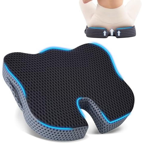 QUTOOL Seat Cushions, Large Memory Foam Office Chair Cushion Comfortable Seat Cushion for Long Sitting Chair Cushions for Office,Gaming Chair, Home & Wheelchair, Breathable Cover（Large,Thick）