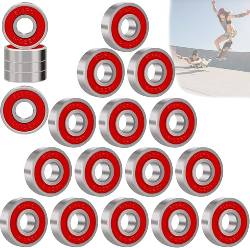 Cerkkapo 20Stück Kugellager 608, ABEC-9 608 2RS Kugellager 8x22x7mm | 608ZZ Kugellager Kohlenstoffstahl Metall Double Shielded Miniatur Rillenkugellager für Skateboard Roller Inline Skates