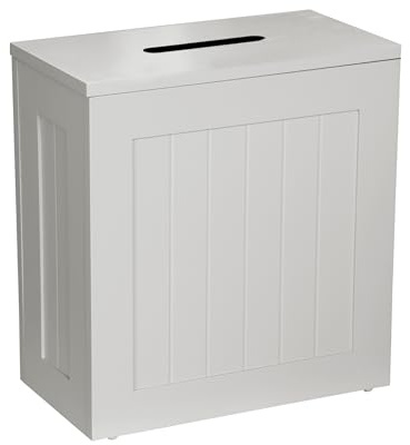 Slimline Bathroom Storage Unit – White Wooden Toilet Roll Cabinet & Multi-Purpose Tidy Box, Compact Freestanding Bathroom Organiser Unit