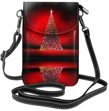 Pidgazdfgv Petit portefeuille à bandoulière en cuir avec motif d'arbre de Noël scintillant pour femme