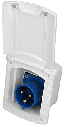 ZASCHMOY Caja de toma de corriente externa para vehículos recreativos de 32 A, 220-250 V – Receptáculo impermeable de 3 pines para autocaravanas, remolques y caravanas (Blanco)