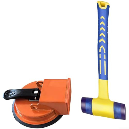 Herramienta de reparación de huecos de suelo naranja con potente ventosa, fijador de huecos de hierro resistente para suelos lisos (juego de 2 piezas)