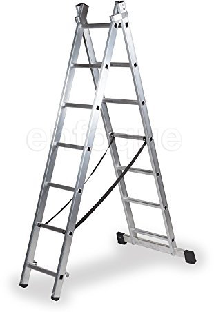 ALTIPESA Escalera Profesional de Aluminio transformable Apoyo-Tijera con Base un Acceso 2 x 7 peldaños Serie bis
