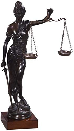 Casa Padrino Luxus Bronzefigur Justitia auf Mahagoni Holzsockel Bronze/Dunkelbraun 45 x 25 x H. 80 cm - Luxus Kollektion