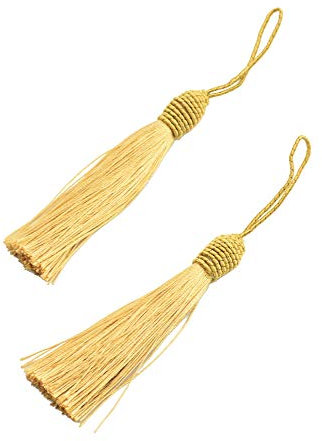 Makhry 20pcs 6 Zoll Silky Floss Lesezeichen Quasten mit 2 Zoll Kabel Schleife und Kleinen Chinesischen Knoten für Schmuckherstellung, Souvenir, Lesezeichen, DIY Handwerk Zubehör (Champagner)