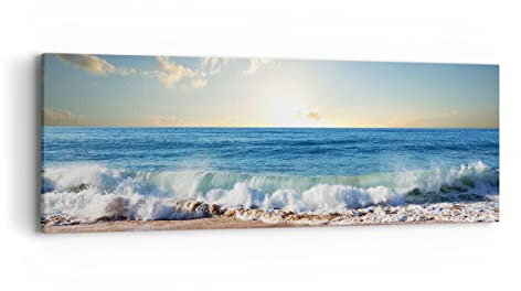 Quadro su Tela mare riva acqua Stampe da Parete 90x30cm Quadri Moderni Soggiorno Camera da Letto Cucina 1 pezzo Piccoli Decorazione Murale Wall Art Canvas Grafica Immagini AB90x30-3551