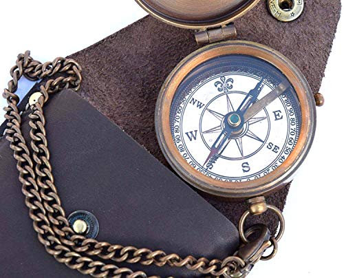 Taschen-Kompass, Messing-Kompass, mit Ledertragetasche, Pfadfinder-Kompass, Adler, Pfadfinder, Kompass, Piraten-Kompass, Camping-Kompass, Geschenk-Kompass, Adler, Pfadfinder, Piratenkompass, Kompass