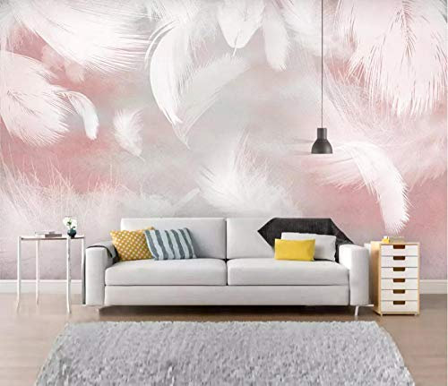 Fototapete 3D Effekt Rosa Feder Tapete Modern Vlies Riesiges Bild Wohnzimmer Schlafzimmer Jugendzimmer Dekoration 200x150CM