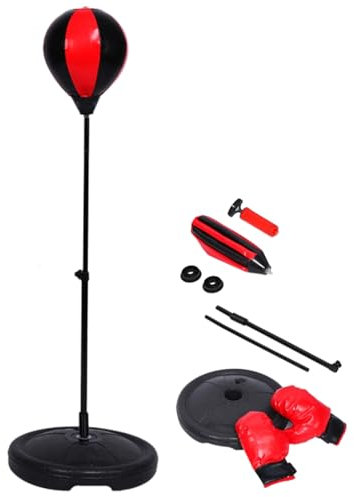Punching Ball Boxing Stand Höhenverstellbarer Boxsack Punching Ball Boxing Set Stehender Boxsack Verstellbarer 360 ° drehbarer Kugellager Boxständer mit Boxhandschuhen und Pumpe für Fitness-MMA