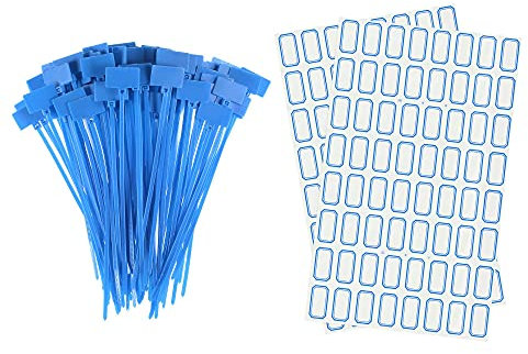 sourcing map 100pcs Nylon Cable Ties Tags Label Marker Self-Locking for Marking Organizing Blue