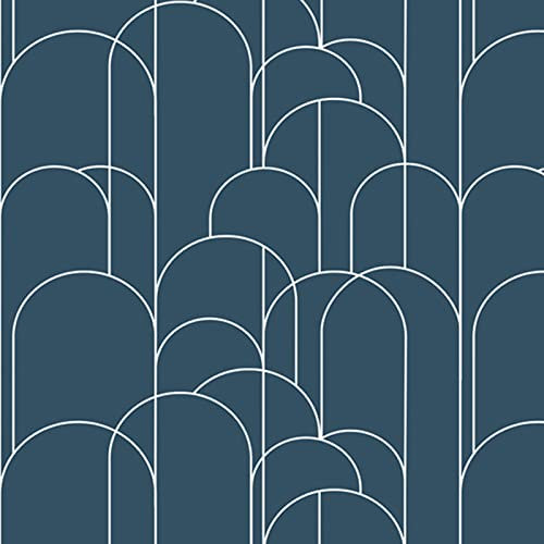 Peel and Stick Wallpaper Modern Blue Geometric Wallpaper 17.71 in X 511 in Self-Adhesive Removable Wallpaper Matte Wallpaper Easy to Line Up for Home Christmas Decoration and Furniture Renovation