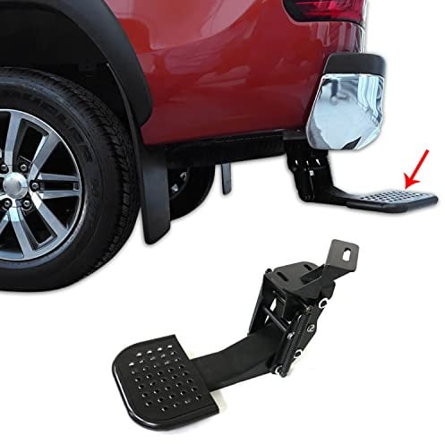 OMAC Hecktrittstufe Klappbare Trittstufe kompatibel mit Toyota Hilux 2005-2015 Metall Schwarz