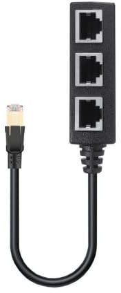 NAERSI RJ45 Ethernet Cable Splitter Network Adapter, 1 Male to 3 Female LAN Ethernet Lan Network Extension Splitter Cable 8-Pin Adaptor CAT 5/5e CAT 6 CAT 7 With Line 3 Ports