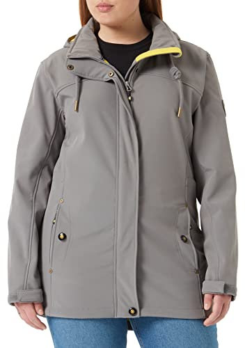 Ankerglut Damen Softshellmantel Kurzmantel Mit Kapuze Gefüttert Übergangsjacke #Ankerglutbrise Softshelljacke, Grau, 54 Große Größen EU