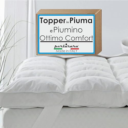 PERLARARA - Topper für französisches Bett, 120 x 200 cm, Relax-Matratzenauflage aus Gänsedaunen, Memoryeffekt, 6 cm