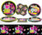 Hegbolke 90s Articles de fête - 61 Pcs 90s Assiettes Serviettes Set, pour Retour aux décorations de fête des années 90, 90s Theme Birthday Articles de fête - pour 20 Personnes