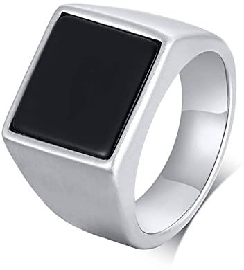 Musihy Hochzeit Ringe Paar, Männer Ring Rock Ring Edelstahl Rechteckige Oberfläche Silber Ringgröße 10