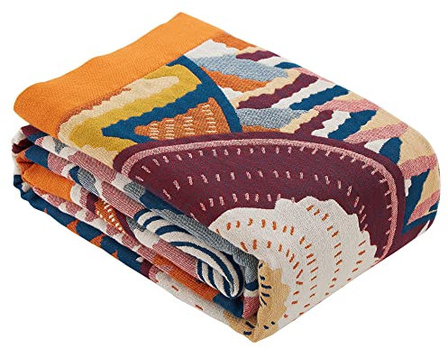 HOORDRY Decke Boho Style Tagesdecke 150x200cm,Decken Mit Mustern,bettüberwurf Baumwolle Gewebte , Couchdecke Sesseldecke Wendedecke Für Fernsehen Oder Nap Auf Dem Stuhl,einzelbett