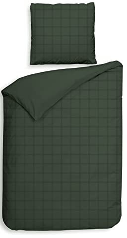 ZO! HOME Heckett and Lane Mako Satin 1 x Bettwäsche 155 x 220 cm + 1 x Kissenbezug 80 x 80 cm Diamante Calla Green