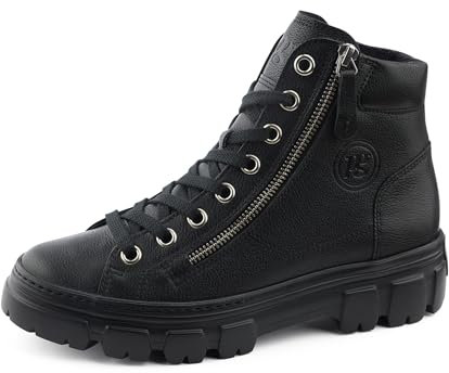 Paul Green Damen Hightop-Sneaker, Frauen High-Top Sneaker,Laufschuhe,schnürschuhe,schnürer,schnürstiefeletten,mid Cut,Schwarz (Black),40.5 EU / 7 UK