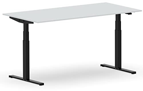 VERSEE Höhenverstellbarer Schreibtisch Elektrisch 200 x 100 cm - VES1 - Für Büro - Gestell Schwarz/Platte Lichtgrau