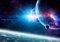 decomonkey Fototapete Galaxy 350x256 cm Design Tapete XXL Fototapeten Vlies Tapeten Vliestapete Wandtapete moderne Wand Schlafzimmer Wohnzimmer Weltraum Weltall Erde Nachthimmel Planet Kosmos Blau