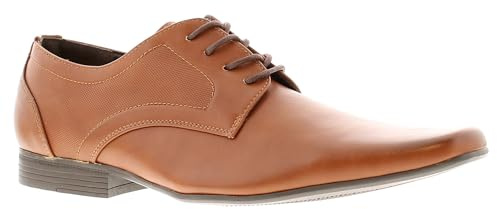 Business Class Kewi Men's Lace-Ups Formal Shoes - Comfortable and Breathable PU Leather Formal Shoes for Men, Ideal for Events, School, Wedding or Work Tan 8 UK
