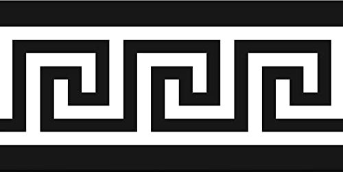 Funlife 3 Rolle Selbstklebende Bordüre, Tapetenbordüre Selbstklebend Wandtatoo in Griechischem Stil, Wandbordüre Klebefolie für Bad Spiegel Küche, wasserdichte Raumdekoration, 10x200cm, Schwarz