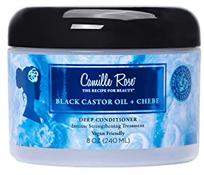 Camille Rose & Chebe Deep Conditioner Olio di ricino nero | Rafforzamento intensivo | Ripara i danni, districano e riduce la rottura dei capelli, 237 ml