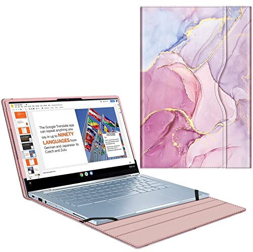 Fintie Sleeve Case for 14 ASUS Chromebook Flip C433TA / ASUS Chromebook C425 / Lenovo Yoga Slim 7 14IIL05 / Dell Latitude 7410 7420 - Premium PU Leather Portfolio Book Cover, Glittering Marble