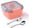Yalucky Double Layer Lunch Box, Bento Box Compartments, Bento Lunch Box Cutlery and Condiment Box, Large Capacity Salad Box for Adults Children for School Office Work Picnic Travel 1.5L(Pink)