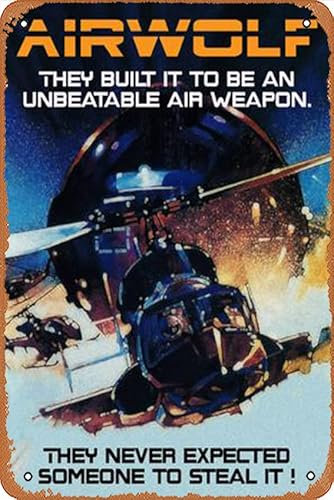 Airwolf Filmposter Retro Metall Blechschild Wandkunst Metall Blechschild Höhle Bar Club 20,3 x 30,5 cm
