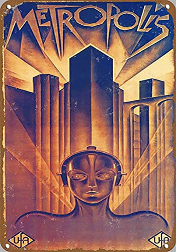 Badezimmer Dekor Fritz Lang Metropolis 1927 Science Fiction Film Vintage Filmplakat Warnschilder Nostalgie Metallschilder Für Garage, Badezimmer, 20X30cm