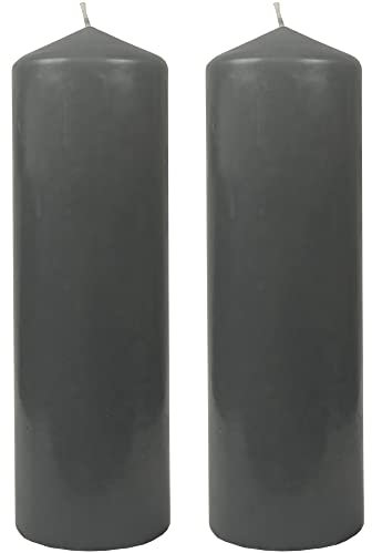 Bestgoodies Stumpenkerzen Wachskerzen Ø8cm x 25cm (2er Pack) Grau - Lange Brenndauer, Hergestellt in EU, Kerzen Blockkerzen - Wachs Stumpen