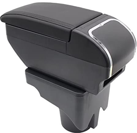Accoudoir double couche pour Golf 6 Mk6 2008-2013 Jetta Mk5 2006-2011 Vento Wagon 2009 2010 Console centrale Boîte de rangement avec porte-gobelet Accoudoir Accessoires Noir