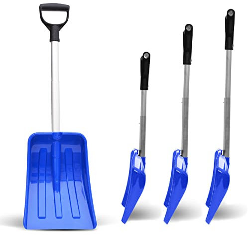 Prime Garden® Alpen Auto Schneeschaufel Schaufel Schneeschieber Schneeschippe - Teleskopisch Alustiel D-Griff (Blau)