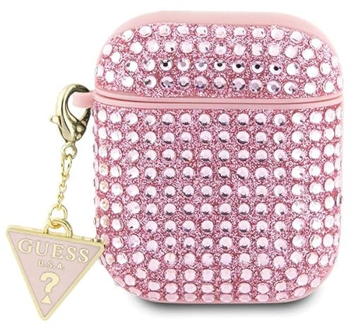 Guess GUA2HDGTPP Hülle für AirPods 1/2 Rosa Rhinestone Triangle Charm