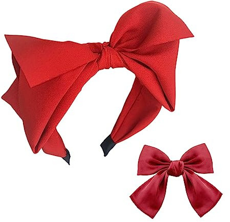 TAFACE 1 fascia per capelli a forma di farfalla,1 fermaglio per capelli con fiocco,fascia larga, di lavaggio,accessori per capelli alla moda per donne e bambini,adatta a molte acconciature (rosso)