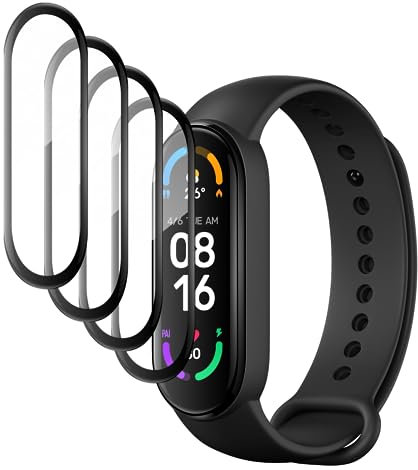 Fyqzio [4 Piezas Protector de pantalla compatible con Xiaomi Mi Band 6,sin burbujas,antiarañazos,3D Cobertura Completa,HD TPU Protección de películas