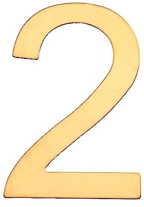 Numéro de boite aux lettres, Chiffre de rue, Maison en Acier Inoxydable Doré - Adhésif Autocollant fort - 76 mm - 2 - Deux